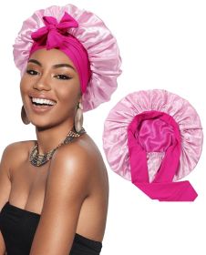 Satin Bonnet Silk Bonnet Hair Bonnet for Sleeping (Color: pink)