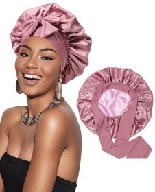 Satin Bonnet Silk Bonnet Hair Bonnet for Sleeping (Color: dark pink)
