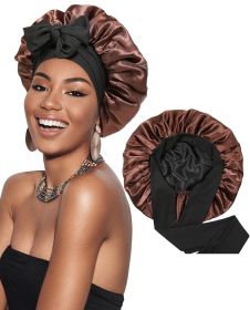 Satin Bonnet Silk Bonnet Hair Bonnet for Sleeping (Color: coffee)